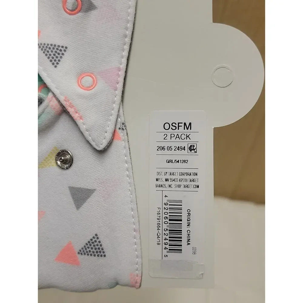 Cloud Island Printed Bandana Bib 2-pk Gender Neutral Girls Boys Green White Gray
